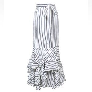 Milly Striped Ruffle Italian Linen Maxi Skirt - Size 6 EUC!